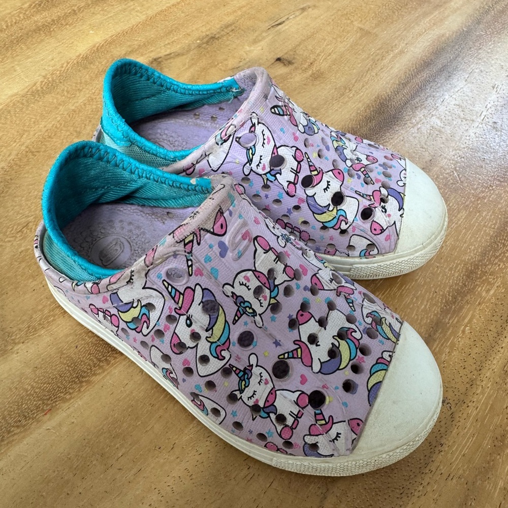 Skechers Kids Unicorn Slip-On Shoes - Pink and Teal